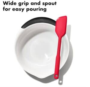 White mixing bowl with spatula