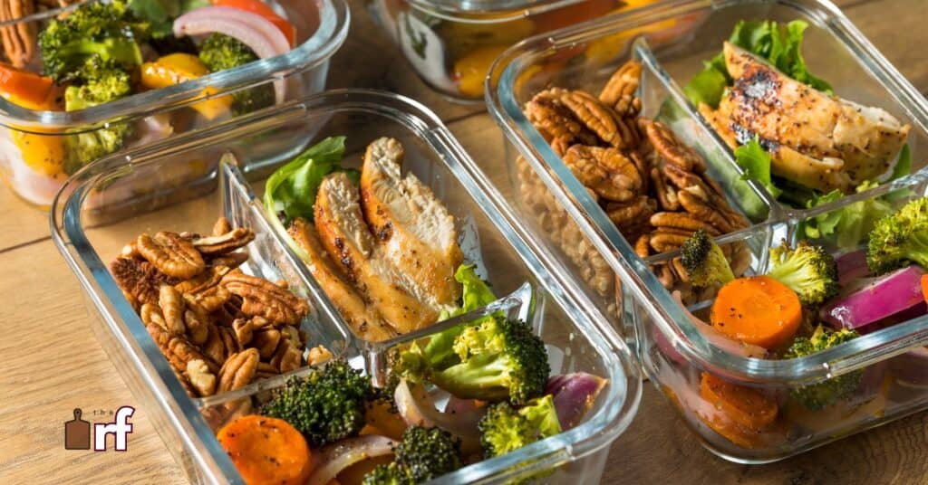 meal prep containers with food