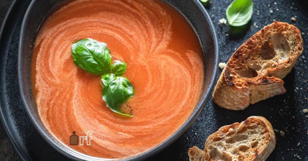 creamy tomato basil soup with bread